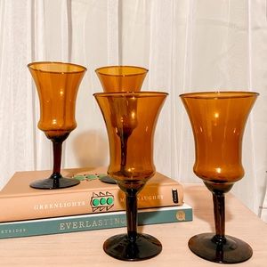 Vintage Amber Drinking Glasses